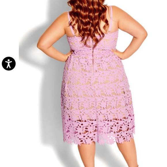 City Chic lilac dress so fancy lace overlay dress New - Picture 2 of 6